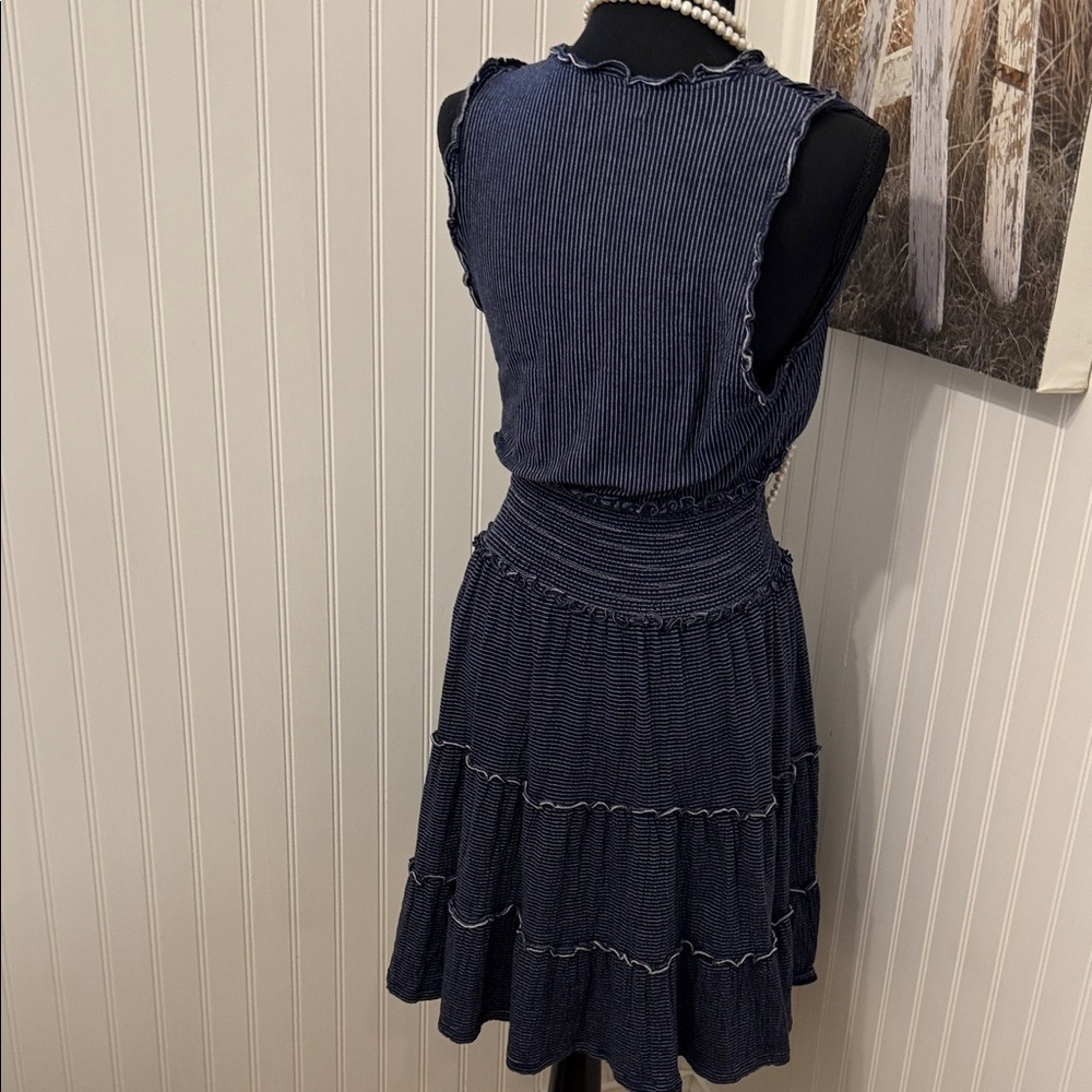 Max Studio Navy Blue Tiered Mini Dress